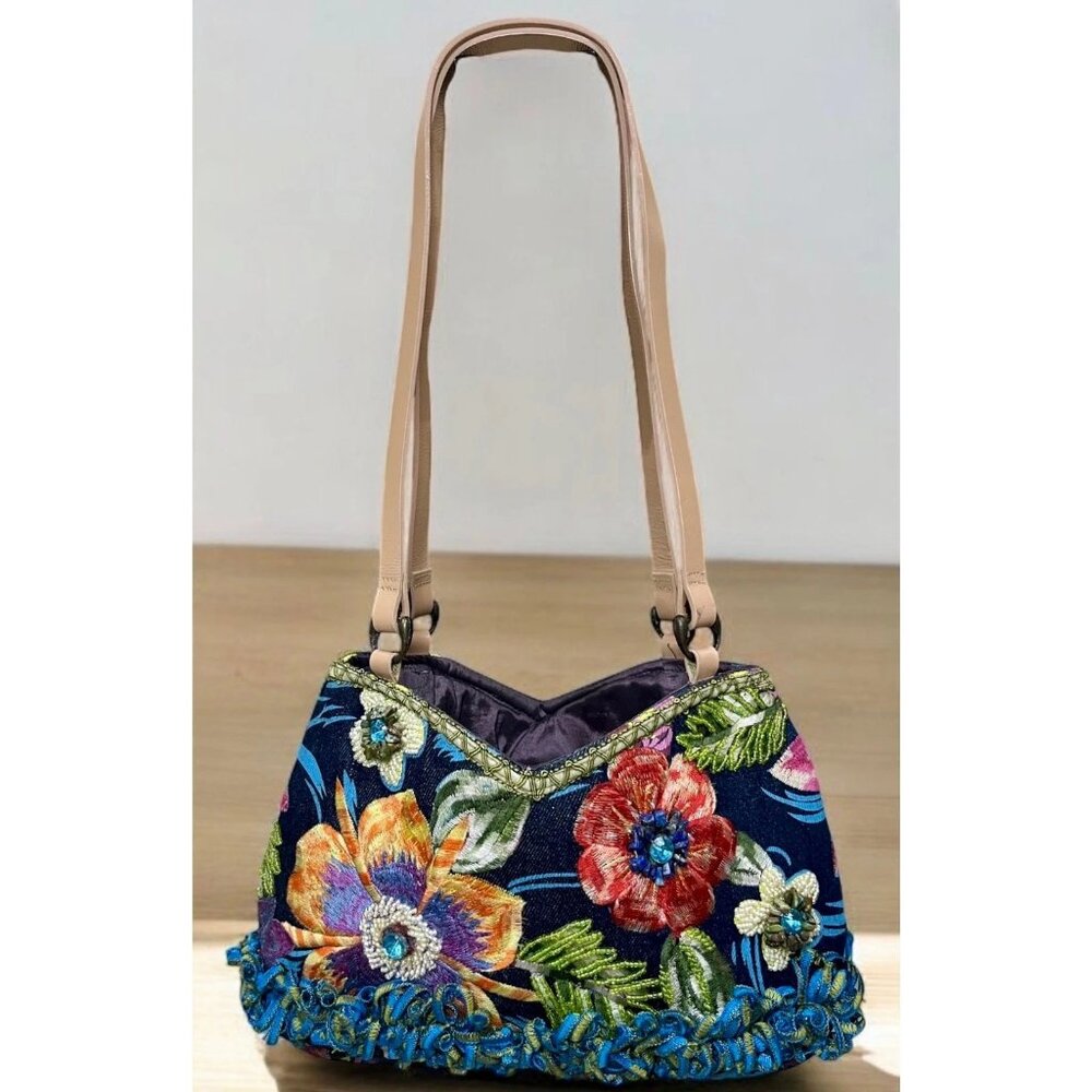 Mary Frances Blue Floral Shoulder Bag